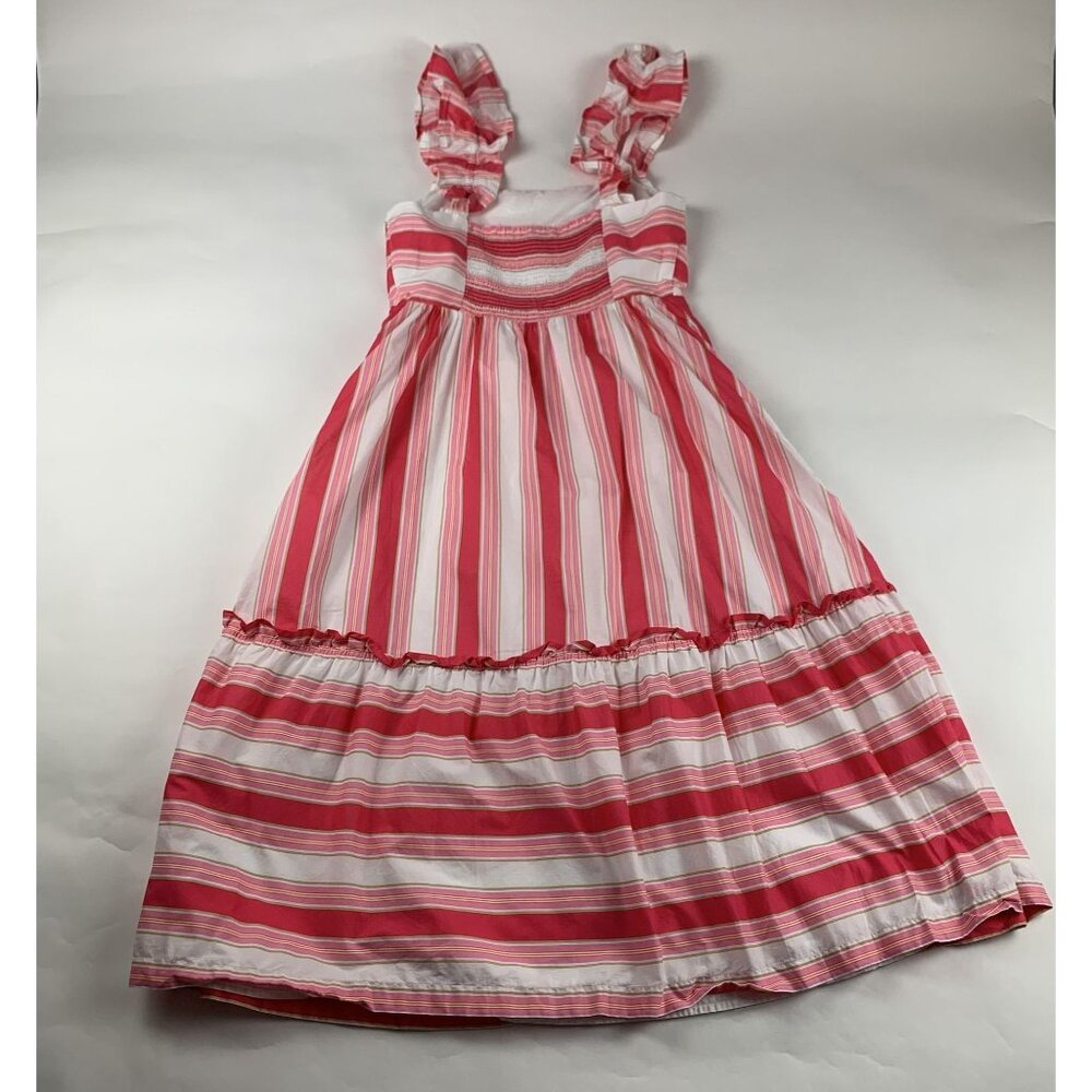 J. Crew Pink Candy Striped Ruffle Strap Midi Dress 10 - Picture 5 of 8